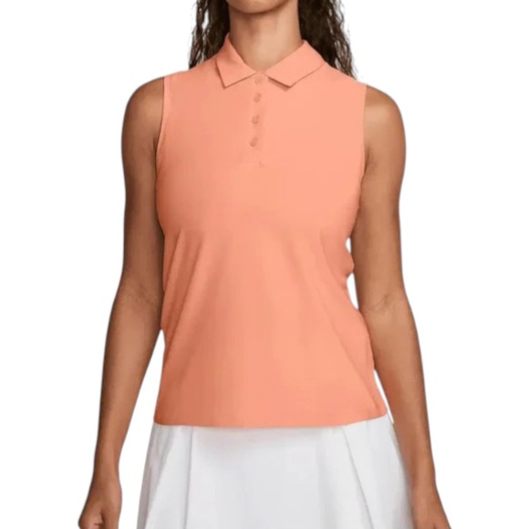 Nike Tops - Nike Golf Sleeveless Polo Shirt Womens XL Peach‎ Slim Fit Pickleball Tennis NEW